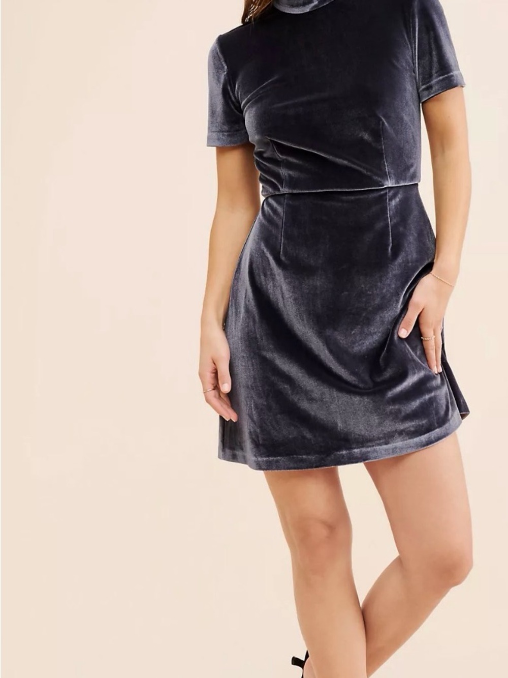 Hutch Mock Neck Velvet Mini Dress Size Small